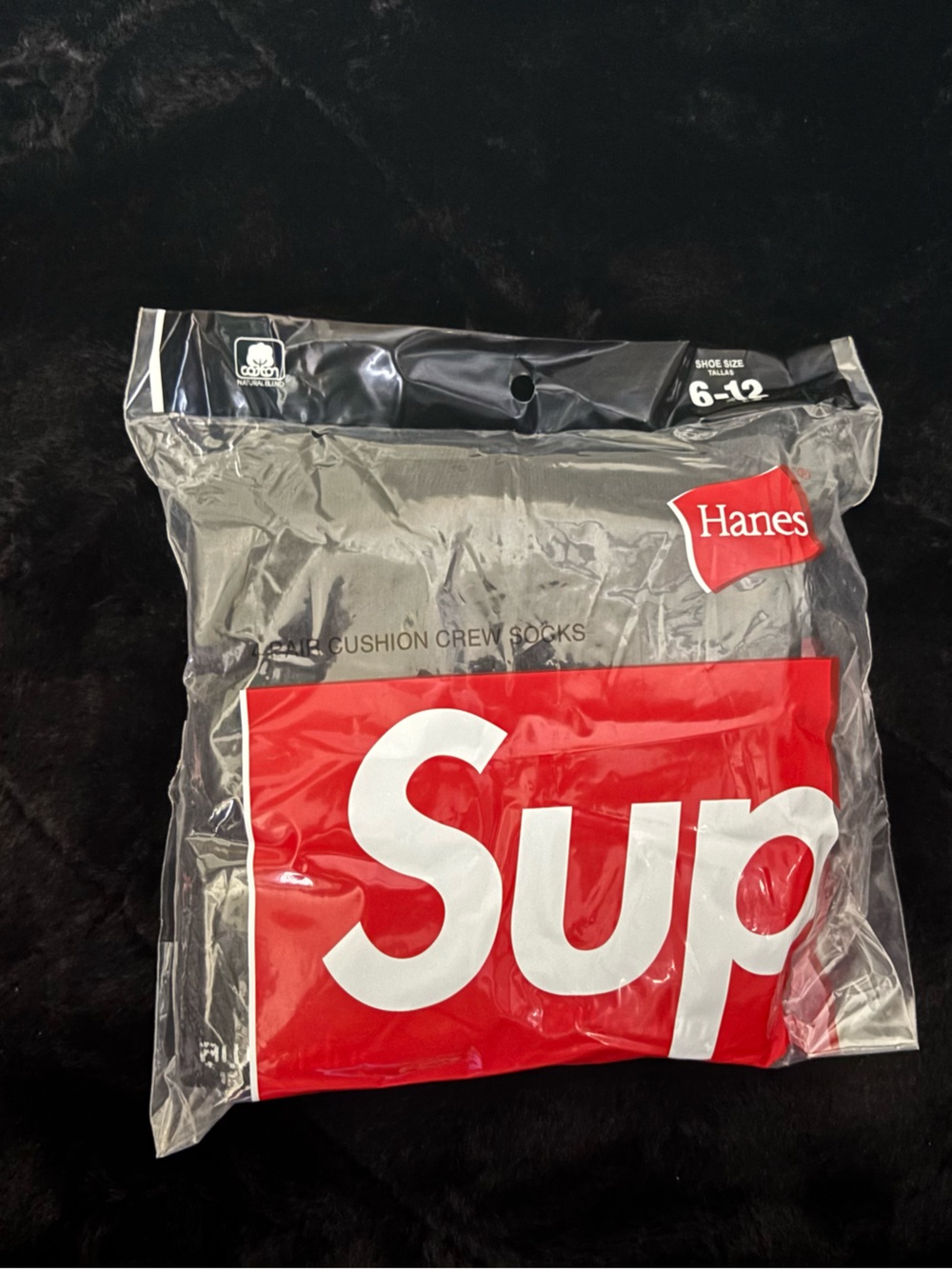 Hanes x Supreme Gray Crew Socks - Gray and Red Packaging